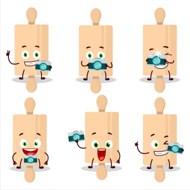 Merdane karikatür karakterli fotoğrafçı mesleği simgesi. Vektör illüstrasyonu