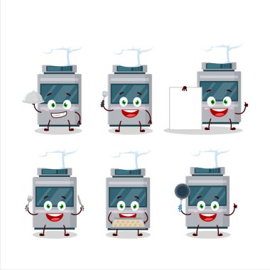 Çeşitli şef simgeleriyle fırının çizgi film karakteri.