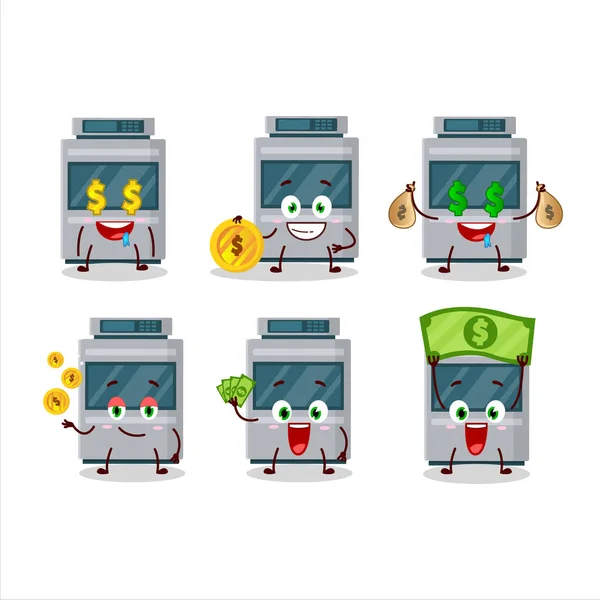 Kachel Cartoon Karakter Met Schattige Emoticon Brengen Geld Vectorillustratie — Stockvector