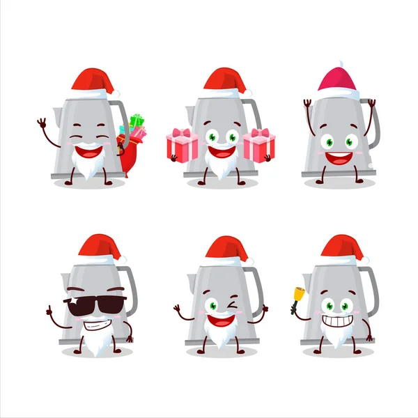 Emoticons Papai Noel Com Personagem Desenho Animado Chaleira Elétrica Ilustração — Vetor de Stock