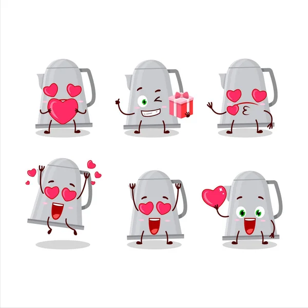 Ηλεκτρικός Βραστήρας Χαρακτήρας Κινουμένων Σχεδίων Αγάπη Χαριτωμένο Emoticon Εικονογράφηση Διανύσματος — Διανυσματικό Αρχείο