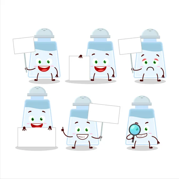 Salt Shaker Personagem Cartoon Trazer Placa Informações Ilustração Vetorial — Vetor de Stock