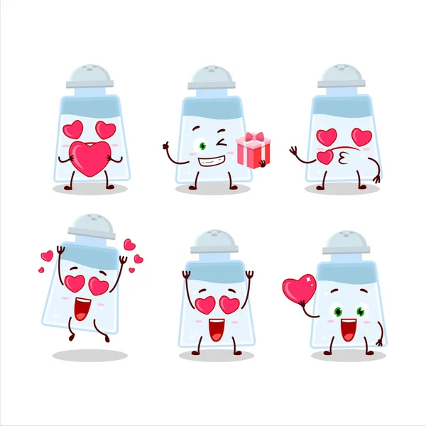 Salzstreuer Cartoon Figur Mit Liebe Süße Emoticon Vektorillustration — Stockvektor