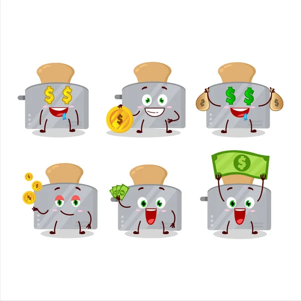 Toast Maker Kreslený Postava Roztomilým Emotikonem Přinést Peníze Vektorová Ilustrace — Stockový vektor