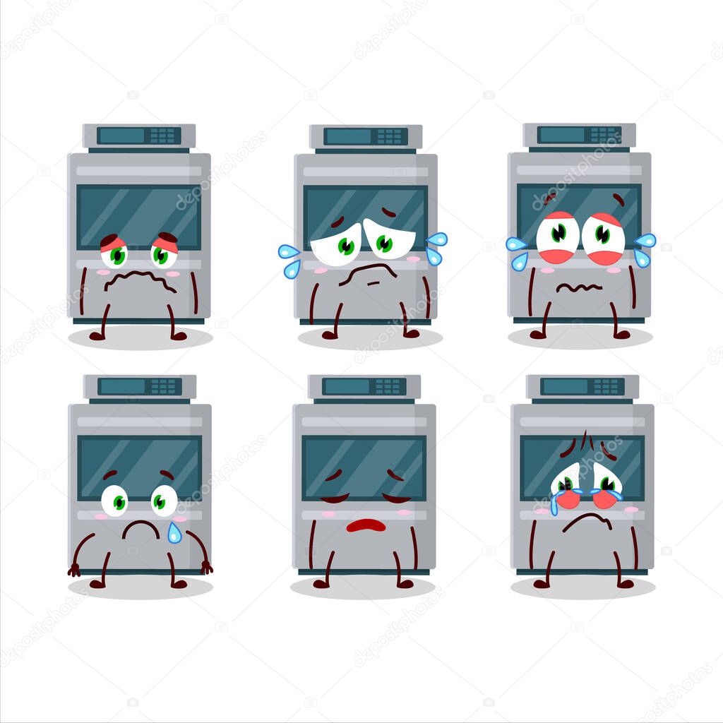 Stove cartoon in character with sad expression. Vector illustration
