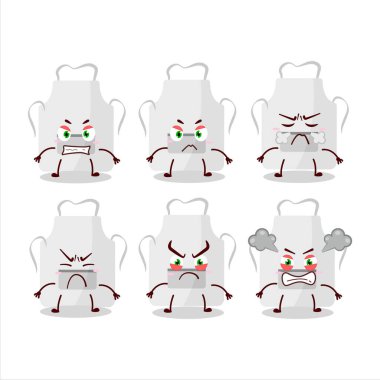 Çeşitli kızgın ifadeleri olan beyaz önlüklü çizgi film karakteri. Vektör illüstrasyonu