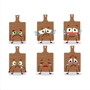 Ağaç kesen karikatür karakteri üzgün bir ifadeyle. Vektör illüstrasyonu