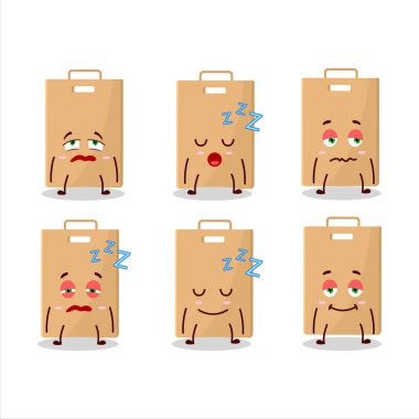 Uykulu suratlı yemek torbası çizgi film karakteri. Vektör illüstrasyonu