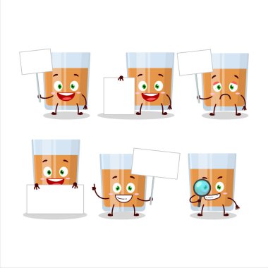 Bir bardak çikolatalı çizgi film karakteri bilgi panosunu getir. Vektör illüstrasyonu