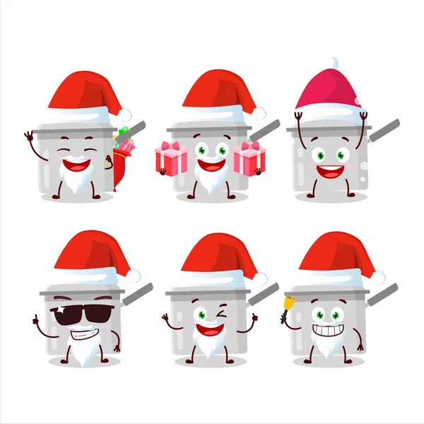 Weihnachtsmann Emoticons Mit Saucenpfanne Cartoon Figur Vektorillustration — Stockvektor