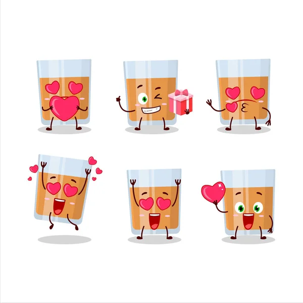 Vidrio Chocolates Personaje Dibujos Animados Con Amor Lindo Emoticono Ilustración — Vector de stock