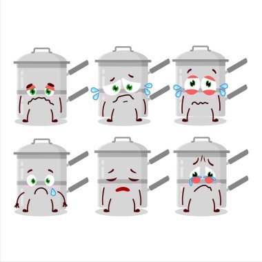 Hüzünlü suratlı çift katlı çizgi film karakteri. Vektör illüstrasyonu