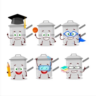 Değişik ifadeleri olan çift katlı çizgi film karakteri öğrencisi. Vektör illüstrasyonu