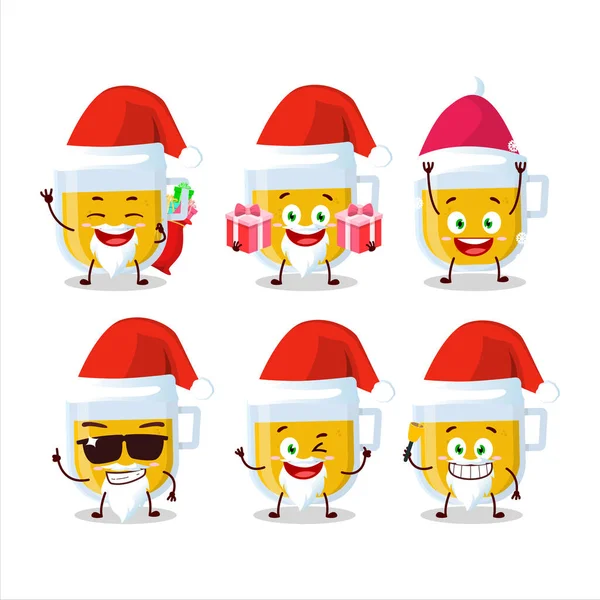 Émoticônes Père Noël Avec Tasse Thé Citron Personnage Dessin Animé — Image vectorielle