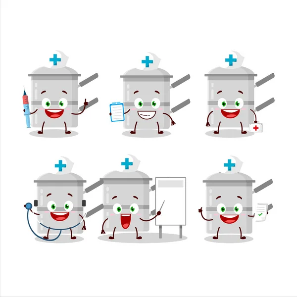 Médecin Émoticône Profession Avec Double Chaudière Personnage Dessin Animé Illustration — Image vectorielle