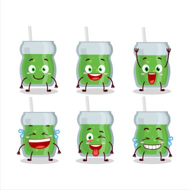 Avokado suyunun gülen yüzlü çizgi film karakteri. Vektör illüstrasyonu