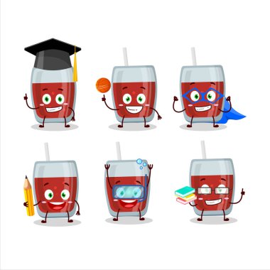 Çeşitli ifadeleri olan elma suyu çizgi film karakteri öğrencisi. Vektör illüstrasyonu