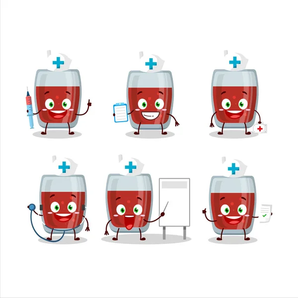 Médecin Émoticône Profession Avec Jus Pomme Personnage Dessin Animé Illustration — Image vectorielle