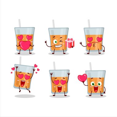 Papaya Juice çizgi film karakteri. Sevgi dolu bir ifade. Vektör illüstrasyonu