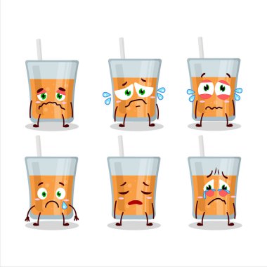 Üzgün suratlı Papaya Juice çizgi film karakteri. Vektör illüstrasyonu