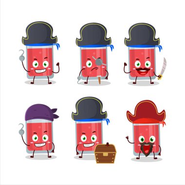 Çeşitli korsan ifadeli karpuz suyunun çizgi film karakteri. Vektör illüstrasyonu