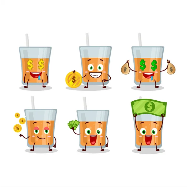 Karakter Kartun Papaya Juice Dengan Emoticon Lucu Membawa Uang Ilustrasi - Stok Vektor