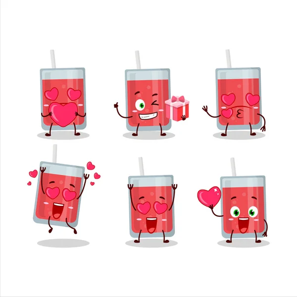 Watermelon Juice Cartoon Character Love Cute Emoticon Vector Illustration — 图库矢量图片