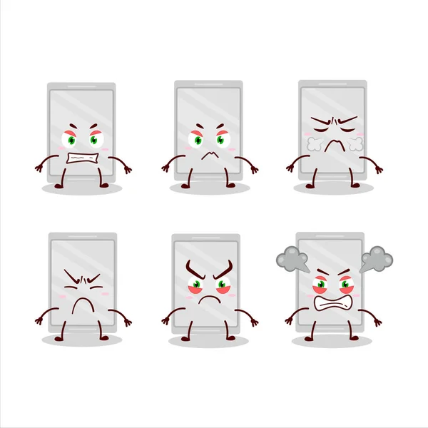 様々な怒りの表現とプラスチックトレイ漫画のキャラクター ベクターイラスト — ストックベクタ