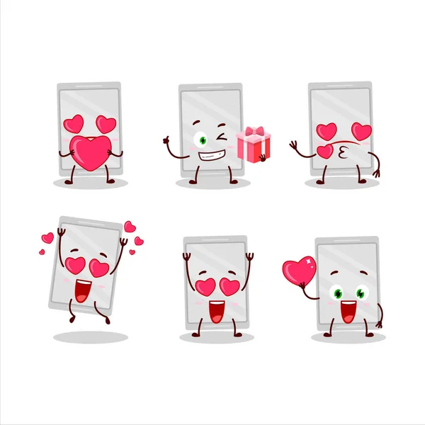 Personagem Desenho Animado Bandeja Plástico Com Amor Bonito Emoticon Ilustração —  Vetores de Stock