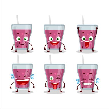 Gülen surat ifadesiyle mor sıvının çizgi film karakteri. Vektör illüstrasyonu