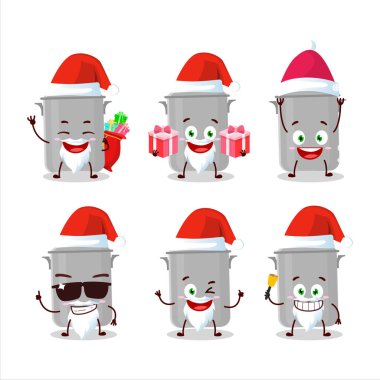 Noel Baba simgeleri ve çizgi film karakteri. Vektör illüstrasyonu