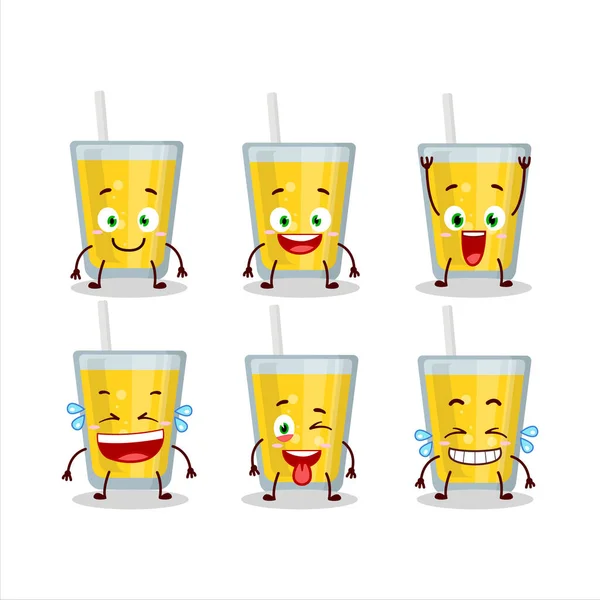 Cartone Animato Personaggio Succo Banana Con Espressione Sorriso Illustrazione Vettoriale — Vettoriale Stock