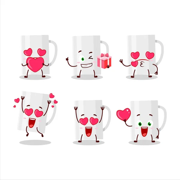Personagem Desenho Animado Vidro Branco Com Amor Bonito Emoticon Ilustração —  Vetores de Stock