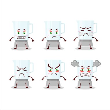 Çeşitli kızgın ifadeleri olan bir çizgi film karakteri. Vektör illüstrasyonu