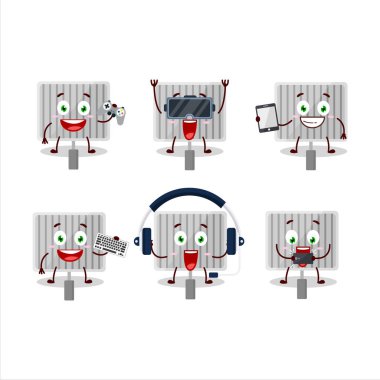 Izgara Kapısı çizgi film karakteri çeşitli şirin ifadelerle oyunlar oynuyor. Vektör illüstrasyonu