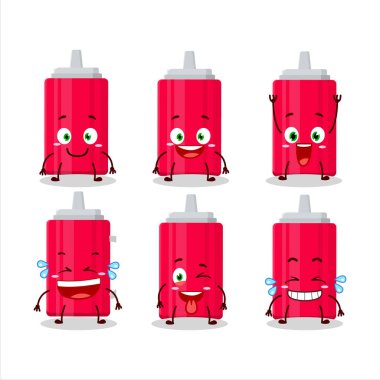 Gülen surat ifadesiyle ketçap şişesinin çizgi film karakteri. Vektör illüstrasyonu