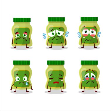 Wasabi karikatüründe hüzünlü bir ifade var. Vektör illüstrasyonu