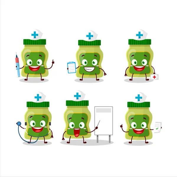 Médico Emoticon Profissão Com Wasabi Personagem Desenho Animado Ilustração Vetorial — Vetor de Stock