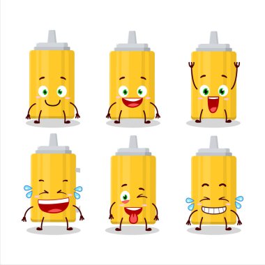 Gülen suratlı hardal şişesinin çizgi film karakteri. Vektör illüstrasyonu