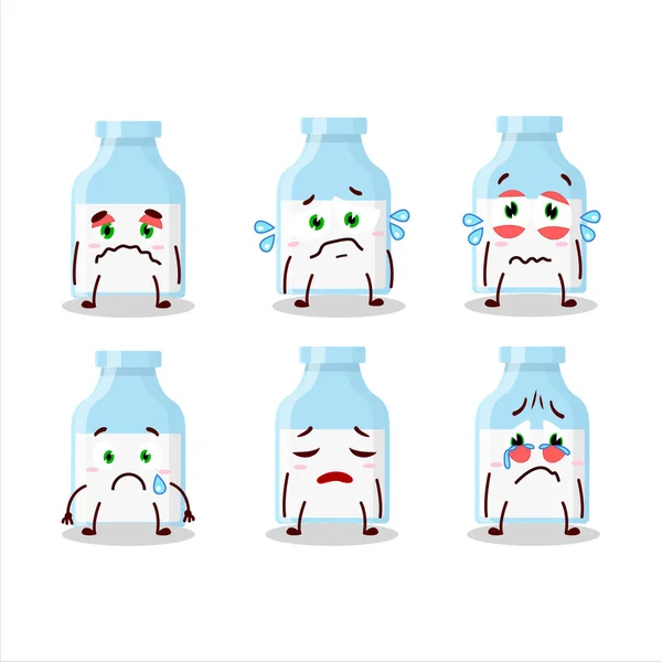 Milk Bottle Cartoon Character Sad Expression Vector Illustration — Stock Vector