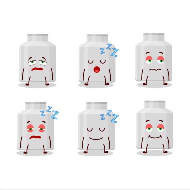 Süt tenekesinin çizgi film karakteri uykulu bir ifadeyle. Vektör illüstrasyonu