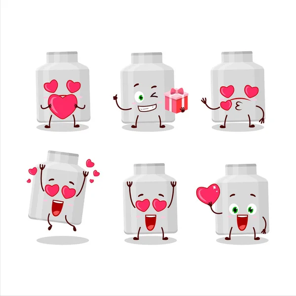 Γάλα Μπορεί Χαρακτήρα Κινουμένων Σχεδίων Αγάπη Χαριτωμένο Emoticon Εικονογράφηση Διανύσματος — Διανυσματικό Αρχείο