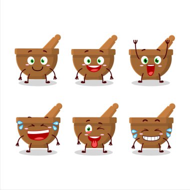 Çizgi film karakteri havan topu ve gülen yüz ile tokmak. Vektör illüstrasyonu