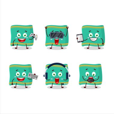 Peçete çizgi film karakteri çeşitli şirin ifadelerle oyunlar oynuyor. Vektör illüstrasyonu