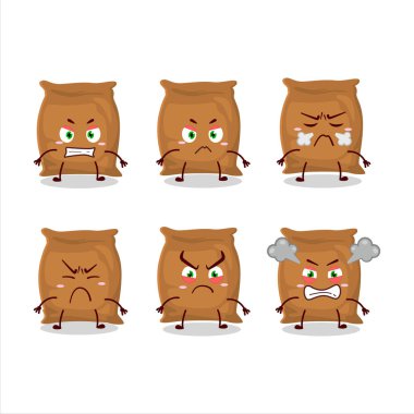 Kızgın ifadeleri olan un çuvalı çizgi film karakteri. Vektör illüstrasyonu