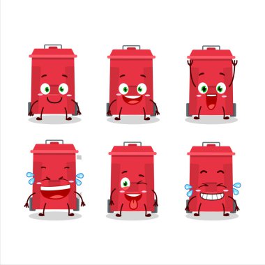 Gülen suratlı plastik çöp tenekesinin çizgi film karakteri. Vektör illüstrasyonu