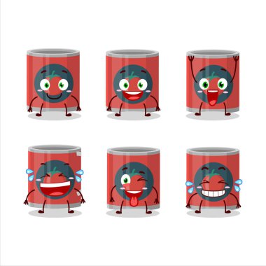 Gülen surat ifadesiyle domates konservesinin çizgi film karakteri. Vektör illüstrasyonu