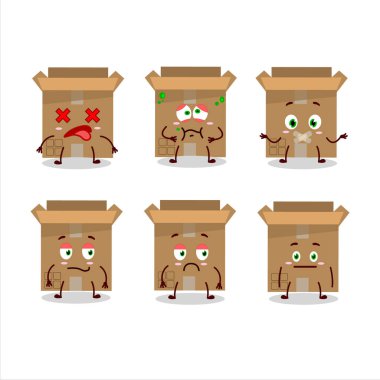 Yüzü olmayan karton kutu çizgi film karakteri. Vektör illüstrasyonu