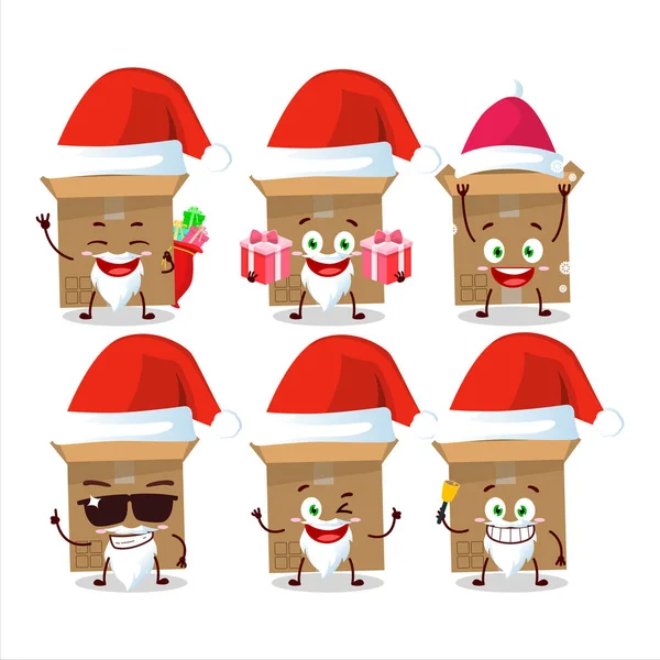 Emotikon Santa Claus Dengan Karakter Kartun Kotak Karton Ilustrasi Vektor - Stok Vektor