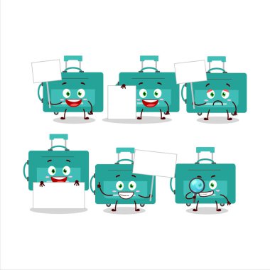 Mini Lugage çizgi film karakteri bilgi panosunu getirdi. Vektör illüstrasyonu